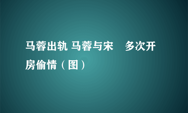 马蓉出轨 马蓉与宋喆多次开房偷情（图）