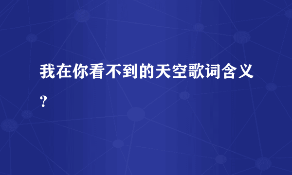 我在你看不到的天空歌词含义？