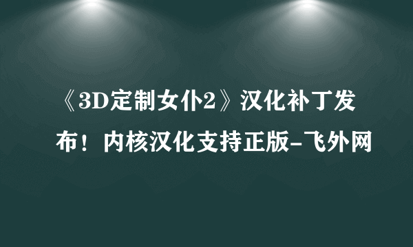 《3D定制女仆2》汉化补丁发布！内核汉化支持正版-飞外网