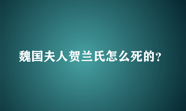 魏国夫人贺兰氏怎么死的？