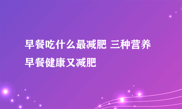 早餐吃什么最减肥 三种营养早餐健康又减肥