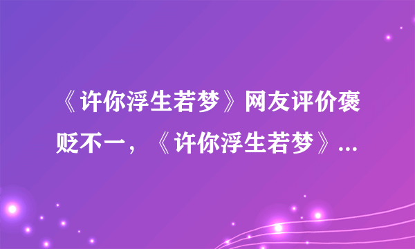 《许你浮生若梦》网友评价褒贬不一，《许你浮生若梦》中有哪些不错的演员？