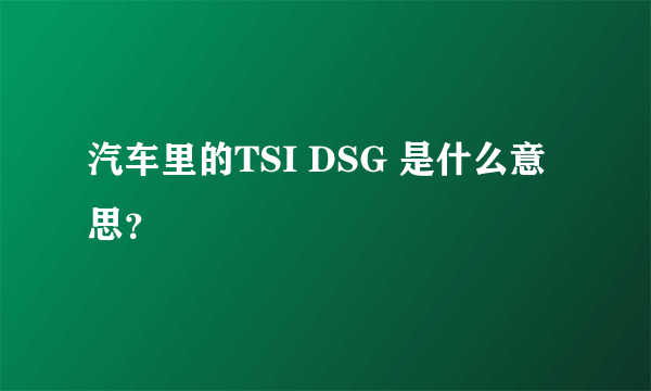 汽车里的TSI DSG 是什么意思？