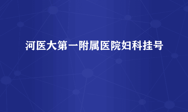 河医大第一附属医院妇科挂号