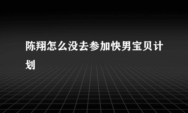 陈翔怎么没去参加快男宝贝计划