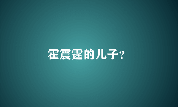 霍震霆的儿子？