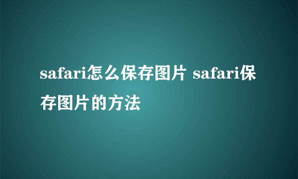 safari怎么保存图片 safari保存图片的方法