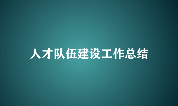 人才队伍建设工作总结