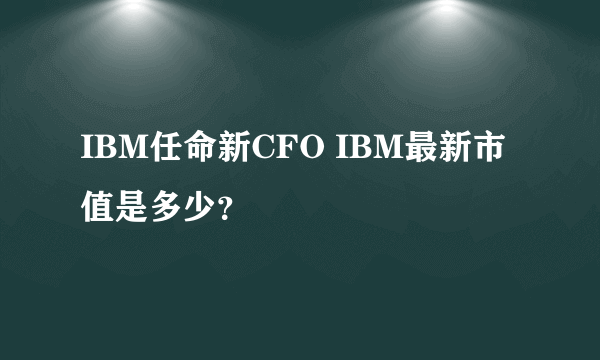 IBM任命新CFO IBM最新市值是多少？