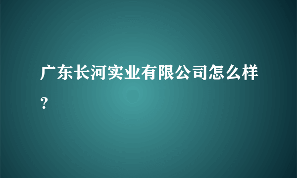 广东长河实业有限公司怎么样？