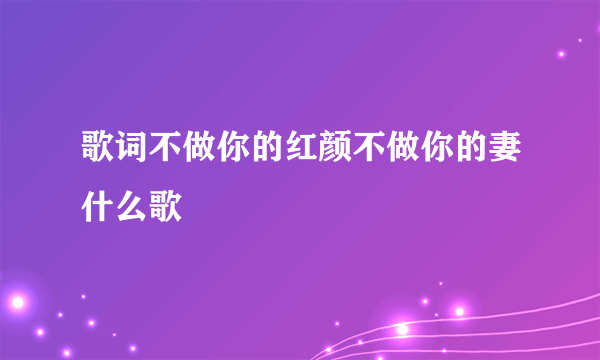 歌词不做你的红颜不做你的妻什么歌