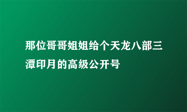 那位哥哥姐姐给个天龙八部三潭印月的高级公开号