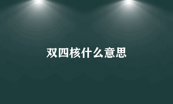 双四核什么意思