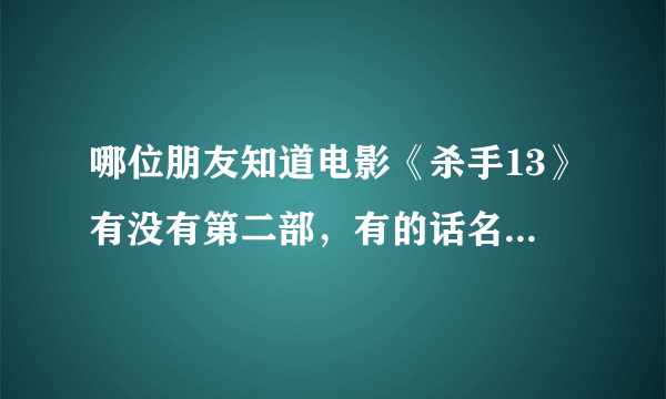 哪位朋友知道电影《杀手13》有没有第二部，有的话名字叫什么谢谢？