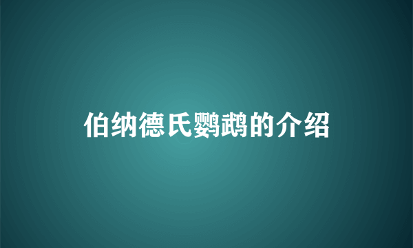 伯纳德氏鹦鹉的介绍