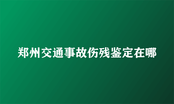 郑州交通事故伤残鉴定在哪