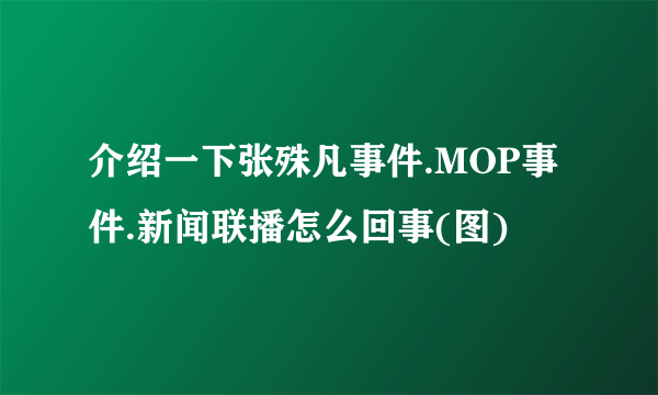 介绍一下张殊凡事件.MOP事件.新闻联播怎么回事(图)