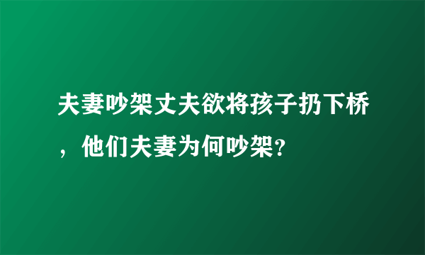 夫妻吵架丈夫欲将孩子扔下桥，他们夫妻为何吵架？