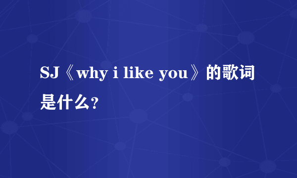 SJ《why i like you》的歌词是什么？