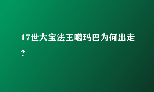 17世大宝法王噶玛巴为何出走？