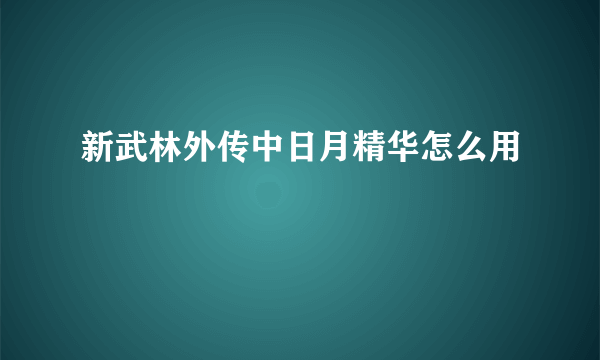 新武林外传中日月精华怎么用