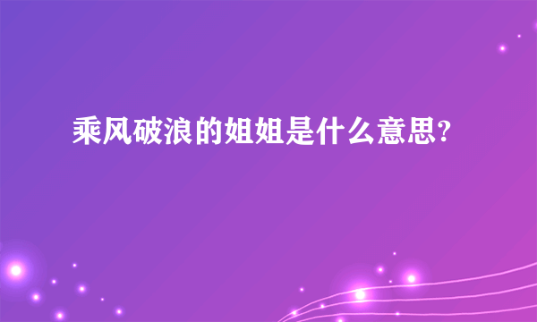 乘风破浪的姐姐是什么意思?