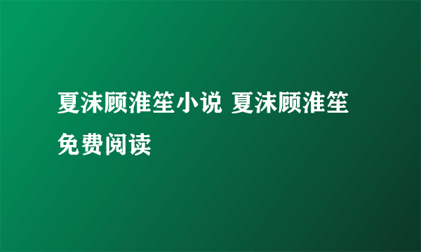 夏沫顾淮笙小说 夏沫顾淮笙免费阅读