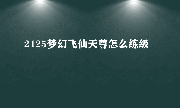 2125梦幻飞仙天尊怎么练级