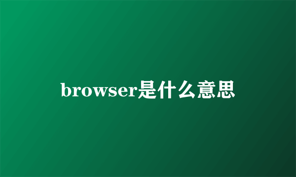 browser是什么意思