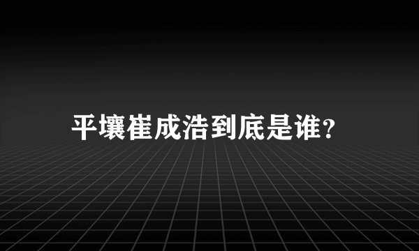 平壤崔成浩到底是谁？