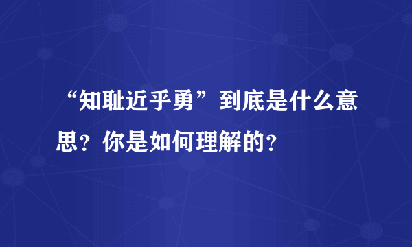 “知耻近乎勇”到底是什么意思？你是如何理解的？