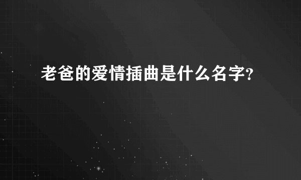 老爸的爱情插曲是什么名字？