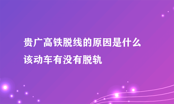 贵广高铁脱线的原因是什么 该动车有没有脱轨