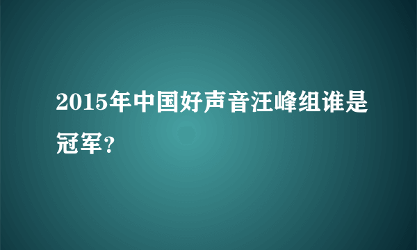 2015年中国好声音汪峰组谁是冠军？