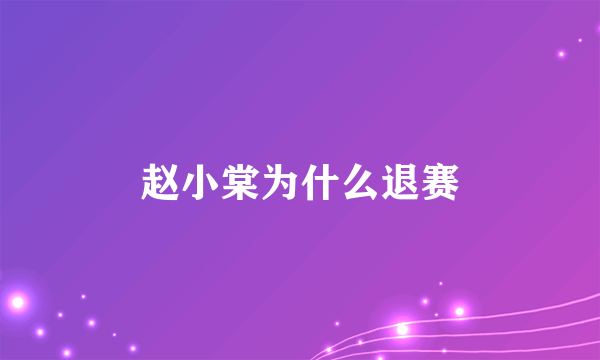 赵小棠为什么退赛