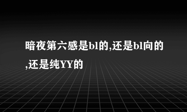 暗夜第六感是bl的,还是bl向的,还是纯YY的