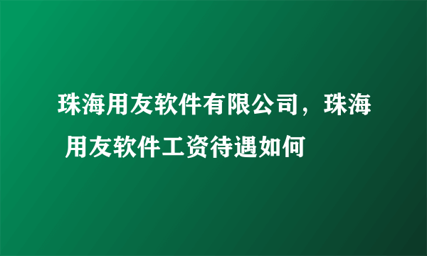 珠海用友软件有限公司，珠海 用友软件工资待遇如何