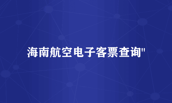 海南航空电子客票查询