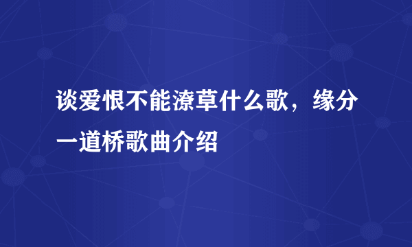 谈爱恨不能潦草什么歌，缘分一道桥歌曲介绍