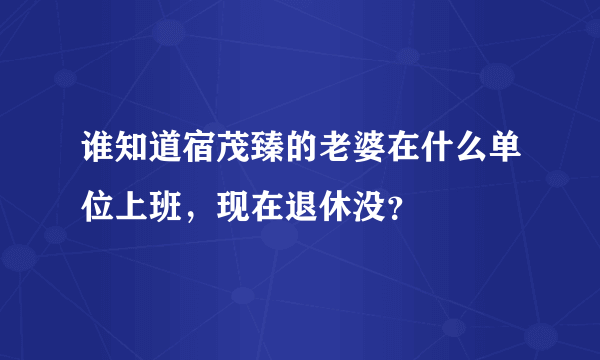 谁知道宿茂臻的老婆在什么单位上班，现在退休没？