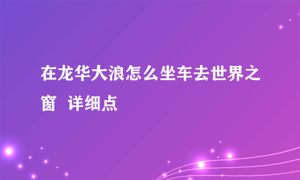 在龙华大浪怎么坐车去世界之窗  详细点