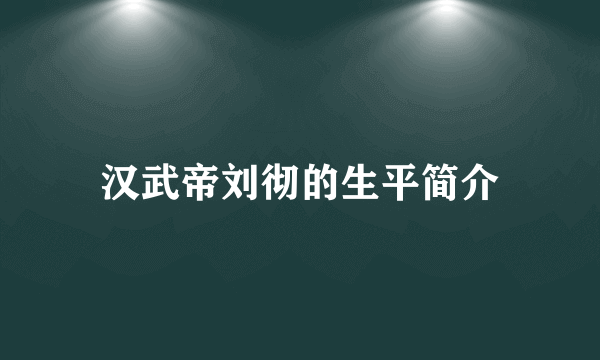 汉武帝刘彻的生平简介