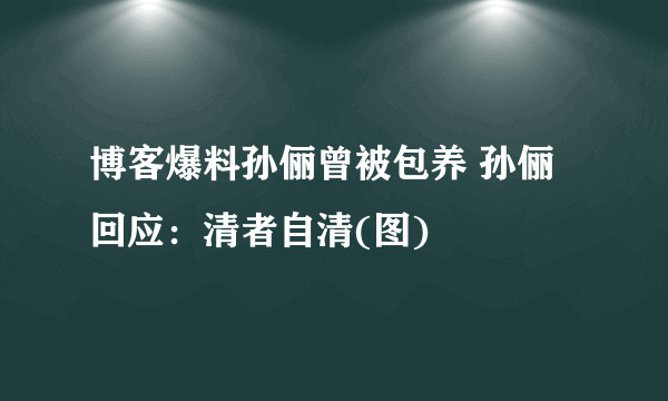 博客爆料孙俪曾被包养 孙俪回应：清者自清(图)