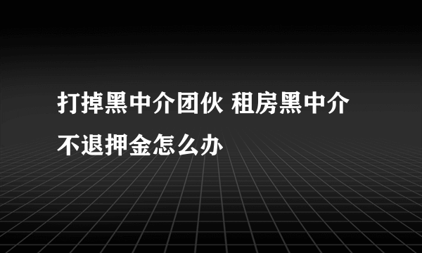 打掉黑中介团伙 租房黑中介不退押金怎么办