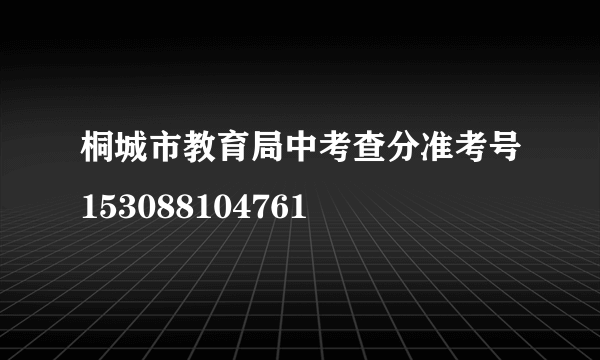 桐城市教育局中考查分准考号153088104761