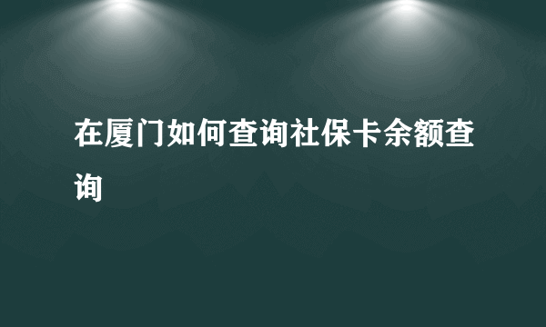 在厦门如何查询社保卡余额查询