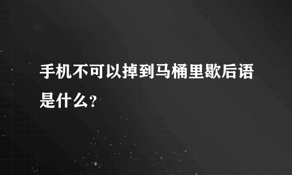 手机不可以掉到马桶里歇后语是什么？