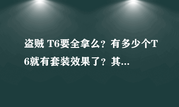 盗贼 T6要全拿么？有多少个T6就有套装效果了？其他的该拿什么？