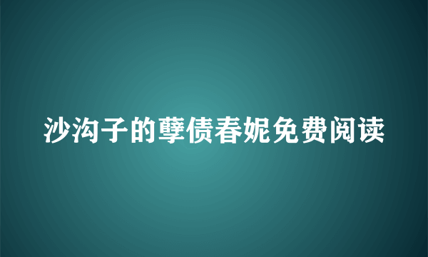 沙沟子的孽债春妮免费阅读