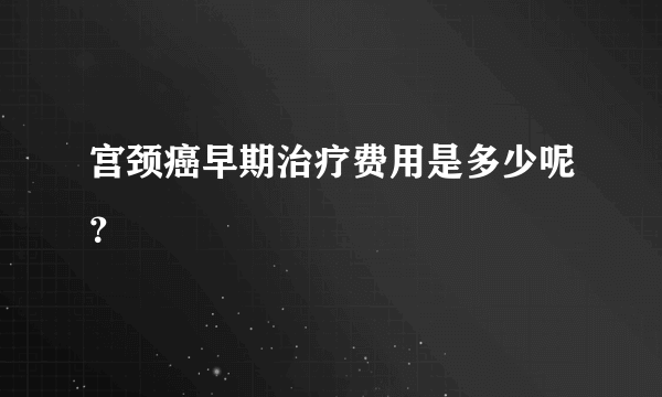 宫颈癌早期治疗费用是多少呢？